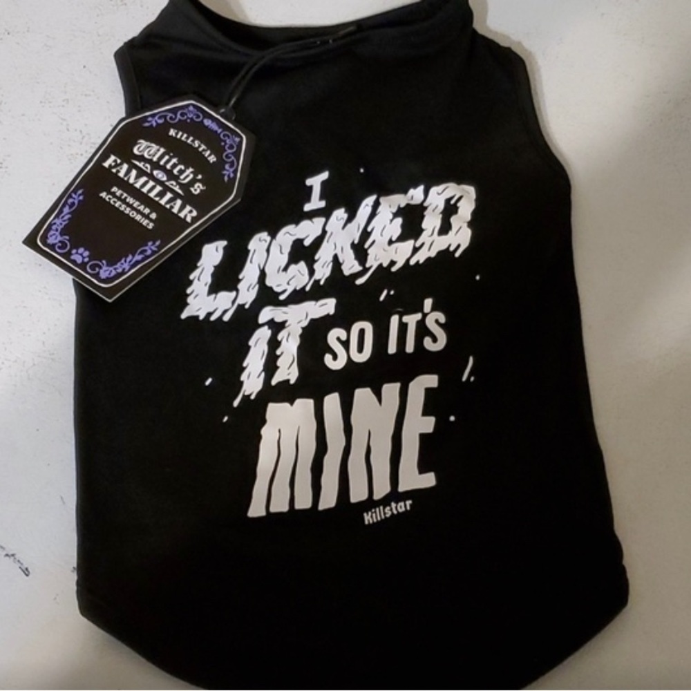 Killstar witch’s familiar dog vest. “I licked it so it’s mine”